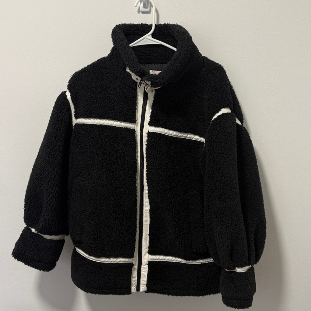 Miss Selfridge Black and White Teddy Jacket